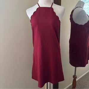 Lulus Endlessly Endearing Dress Red Scalloped Neckline Cocktail Medium M